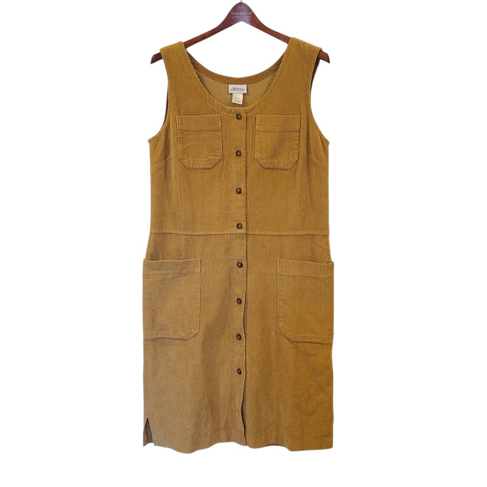 Nwot Vermont Country Store Corduroy Jumper Dress Small Button Front Pinafore